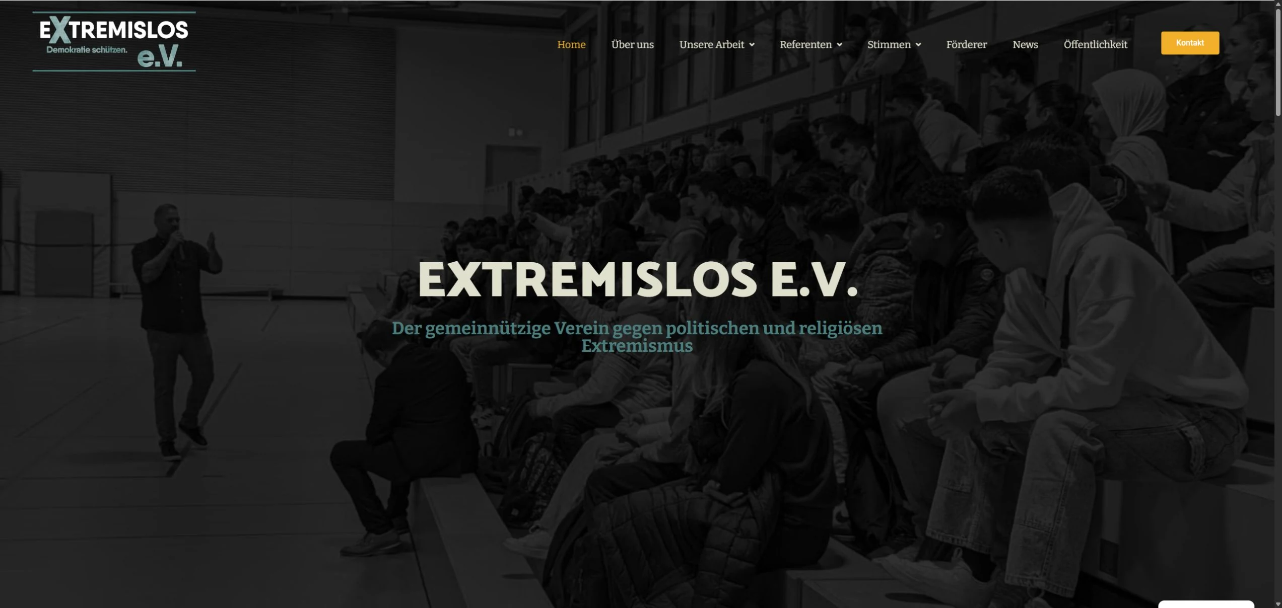 Startseite von Extremislos e. V. mit Vereins- und Präventionsarbeit