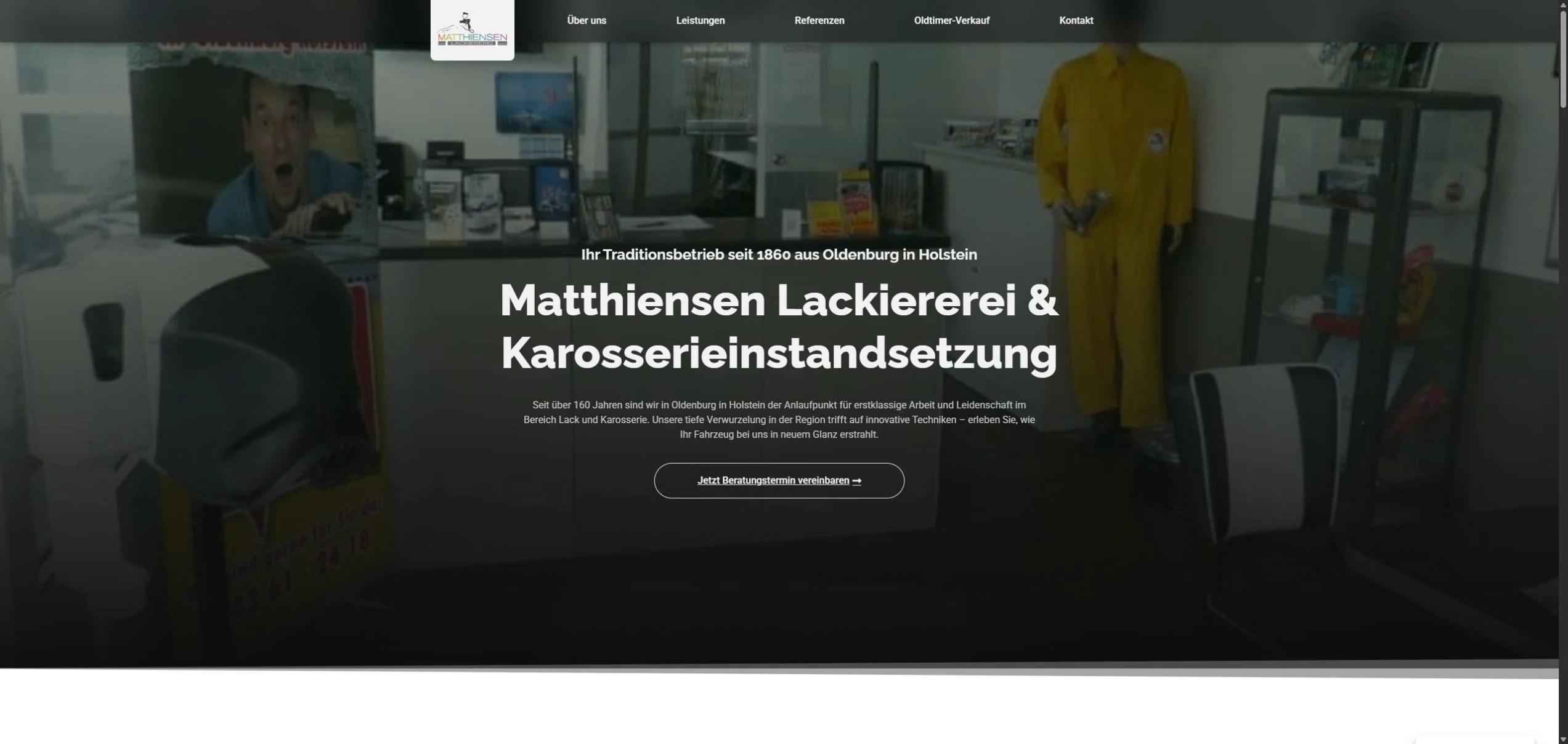 Startseite der Lackiererei Matthiensen mit Lack- und Karosseriearbeiten