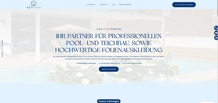 Startseite von AquaVoyage für Pool- und Teichbau