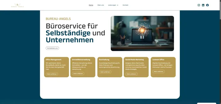Startseite von Bureau-Angels mit Büroservice und Leistungsübersicht