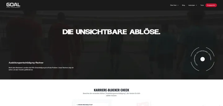 Startseite von GOAL Sportmanagement