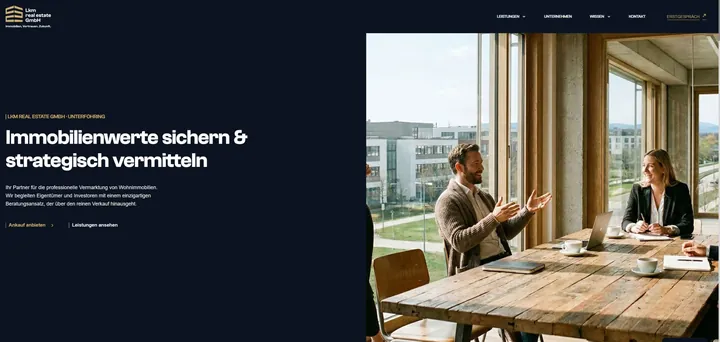 Startseite von LKM Real Estate mit Immobilienberatung