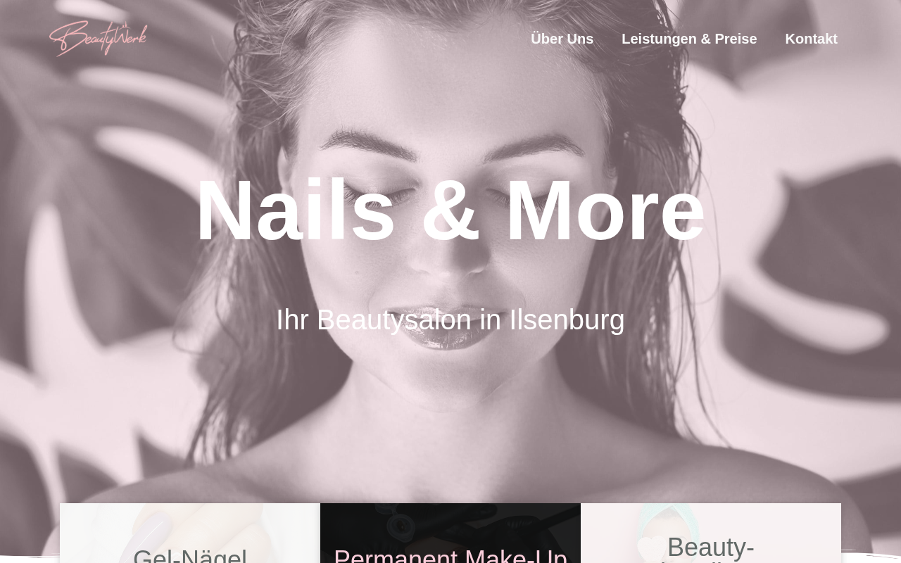 Website von BeautyWerk Ilsenburg mit Behandlungsangeboten