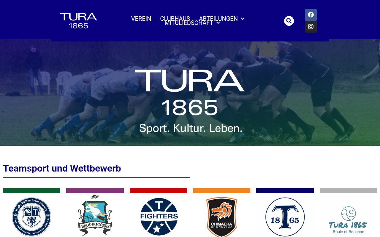 Website von TURA 1865 Braunschweig